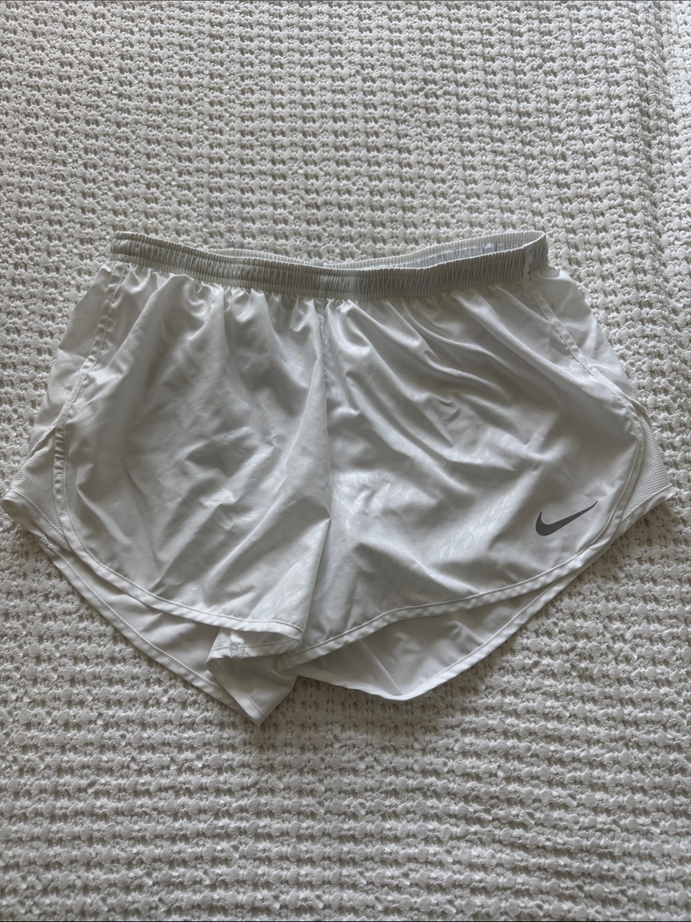 Nike White Women's Athletic Running Shorts with Swoosh